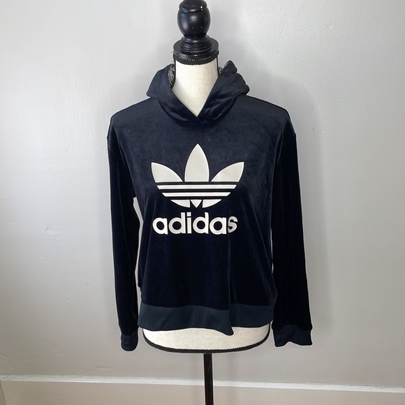 Adidas Originals Trefoil Velour Hoodie - Picture 3 of 8